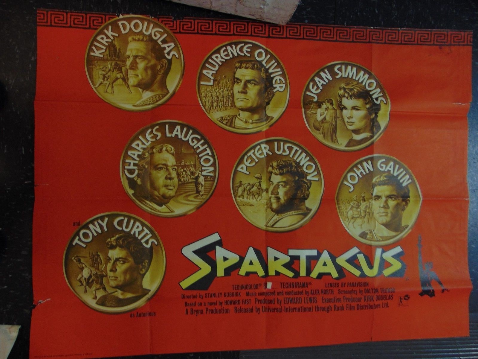 Kirk Douglas Spartacus British Coins Quad Movie Poster N2428