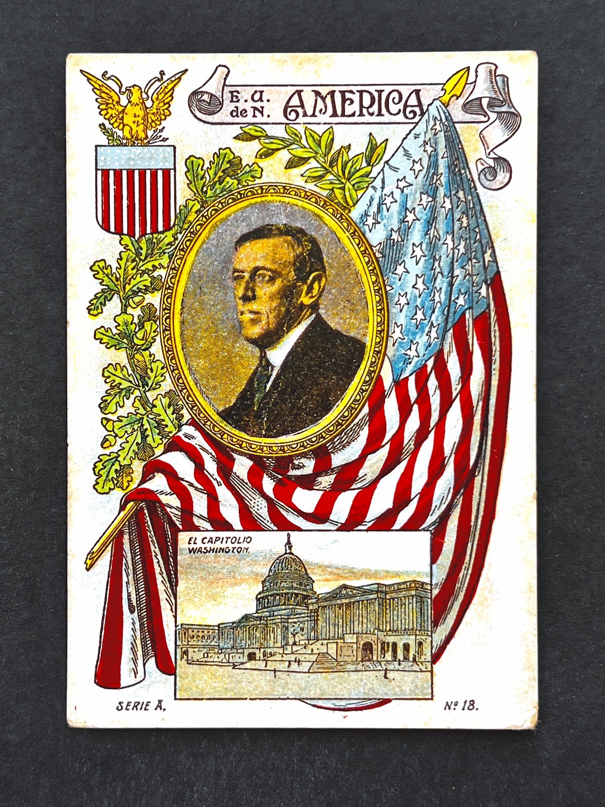 1913 President Woodrow Wilson ROOKIE Card #18 USA Flag Rare Issue Mismatch READ 1913 President Woodrow Wilson ROOKIE Card #18 USA Flag Rare Issue Mismatch READ
