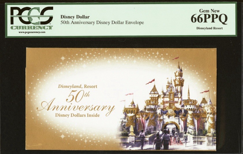 2005 Disney Dollar ENVELOPE 50th Anniversary Disneyland Resort, SCARCE, PCGS 66 2005 Disney Dollar ENVELOPE 50th Anniversary Disneyland Resort, SCARCE, PCGS 66