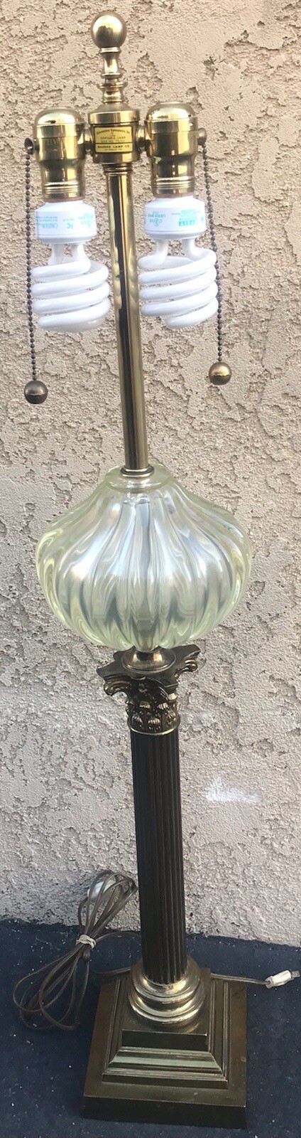 Marbro Lamp Co. Los Angeles Murano Megiddo Glass Portable Lamp, Leviton