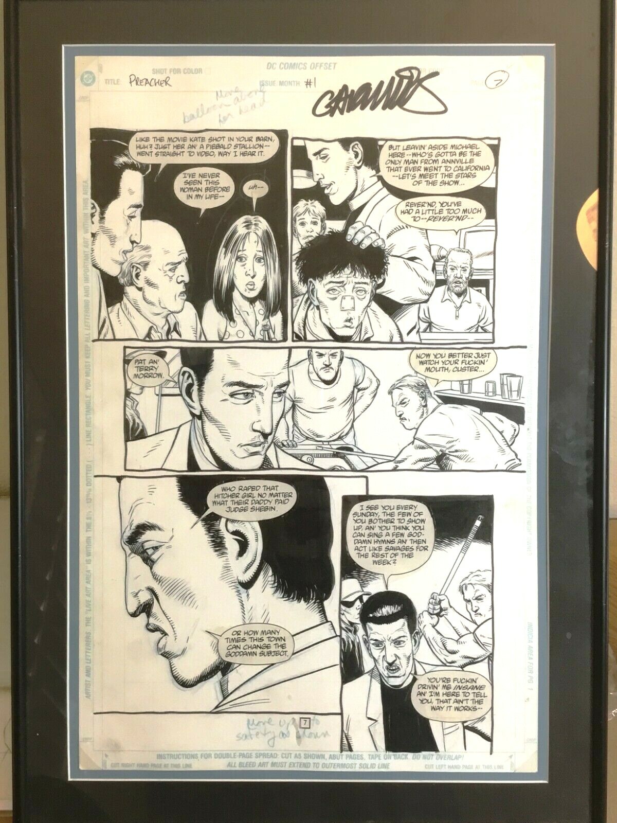Preacher (1995) #1 Comic Page Original art Steve Dillon Garth Ennis The Boys