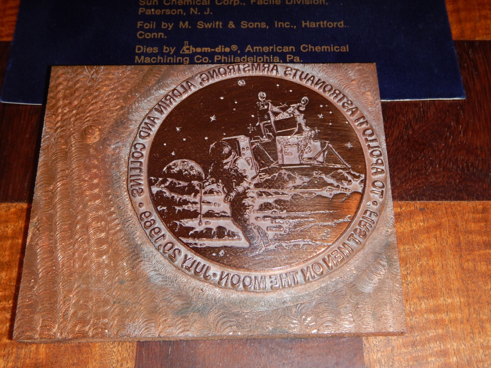 NASA - Apollo 11 - Moon Landing Print Plate 1969 - One of a kind NASA - Apollo 11 - Moon Landing Print Plate 1969 - One of a kind