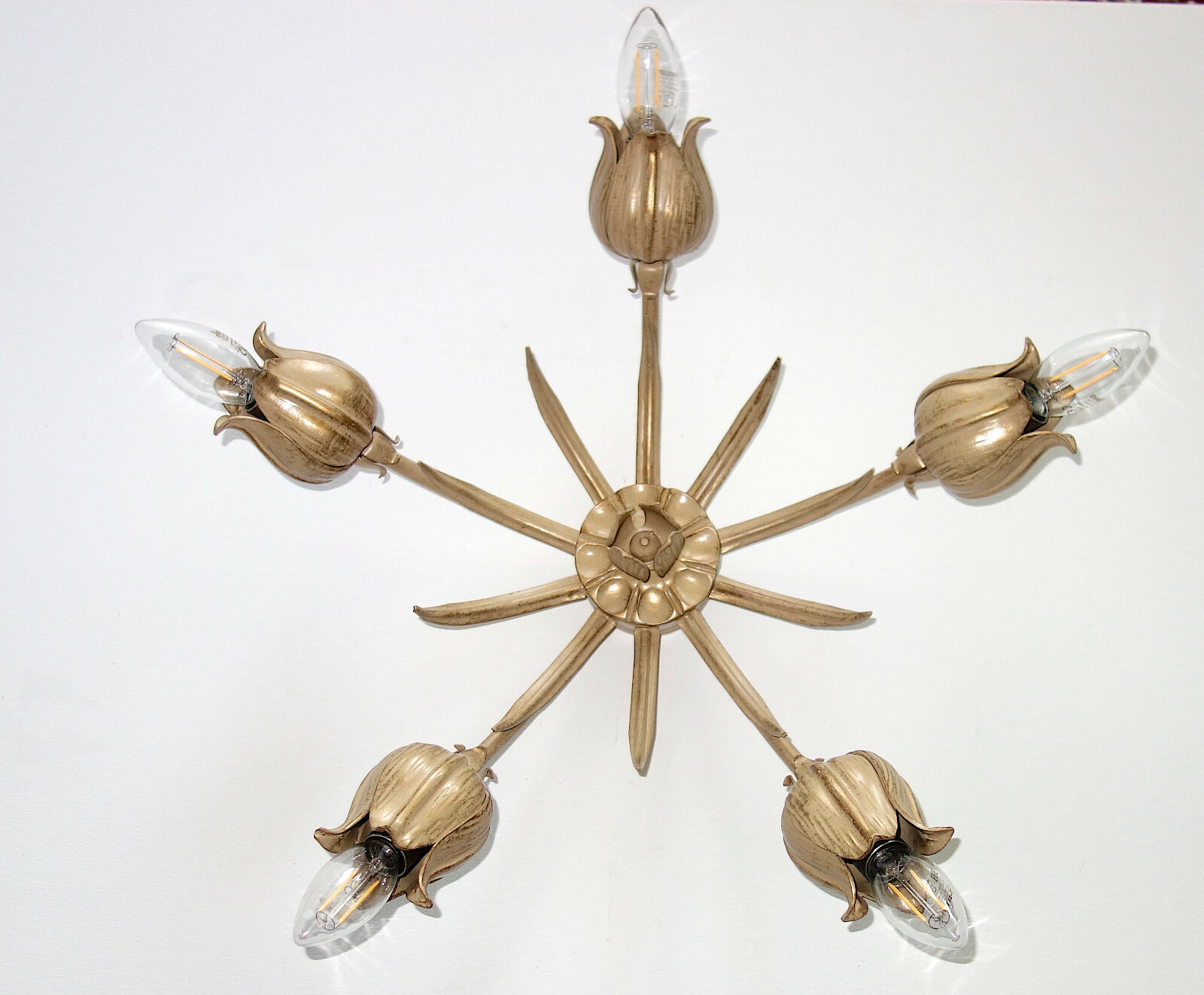 High Quality Koch and Söhne Brass Tulip Ceiling Light 5 Burner High Quality Koch and Söhne Brass Tulip Ceiling Light 5 Burner