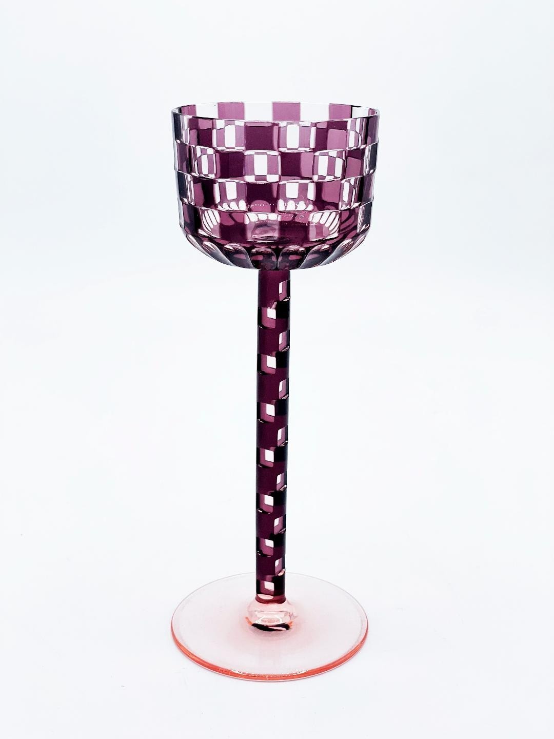 Otto Prutscher Cased Cut Wine Glass Goblet 1905 Vienna Secession Austria Otto Prutscher Cased Cut Wine Glass Goblet 1905 Vienna Secession Austria