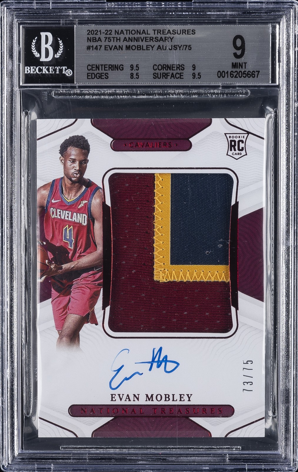 2021-22 NATIONAL TREASURES NBA 75TH ANNIVERSARY, AU JSY/75 EVAN MOBLEY BGS 9 2021-22 NATIONAL TREASURES NBA 75TH ANNIVERSARY, AU JSY/75 EVAN MOBLEY BGS 9