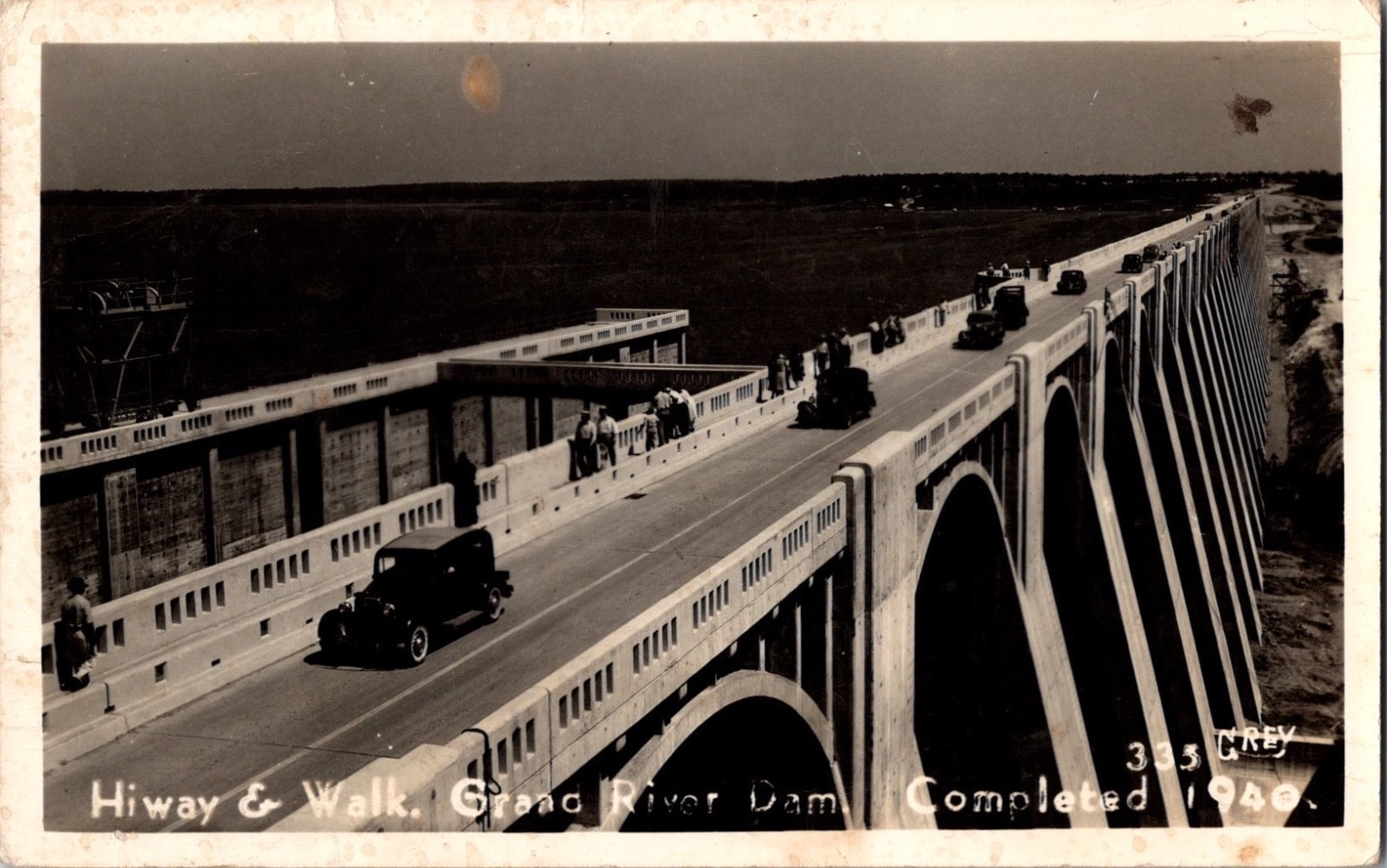 RPPC Hiway and Walk, Grand River Dam, completed 1940 Grey Photo 335 DPO Rose, OK RPPC Hiway and Walk, Grand River Dam, completed 1940 Grey Photo 335 DPO Rose, OK