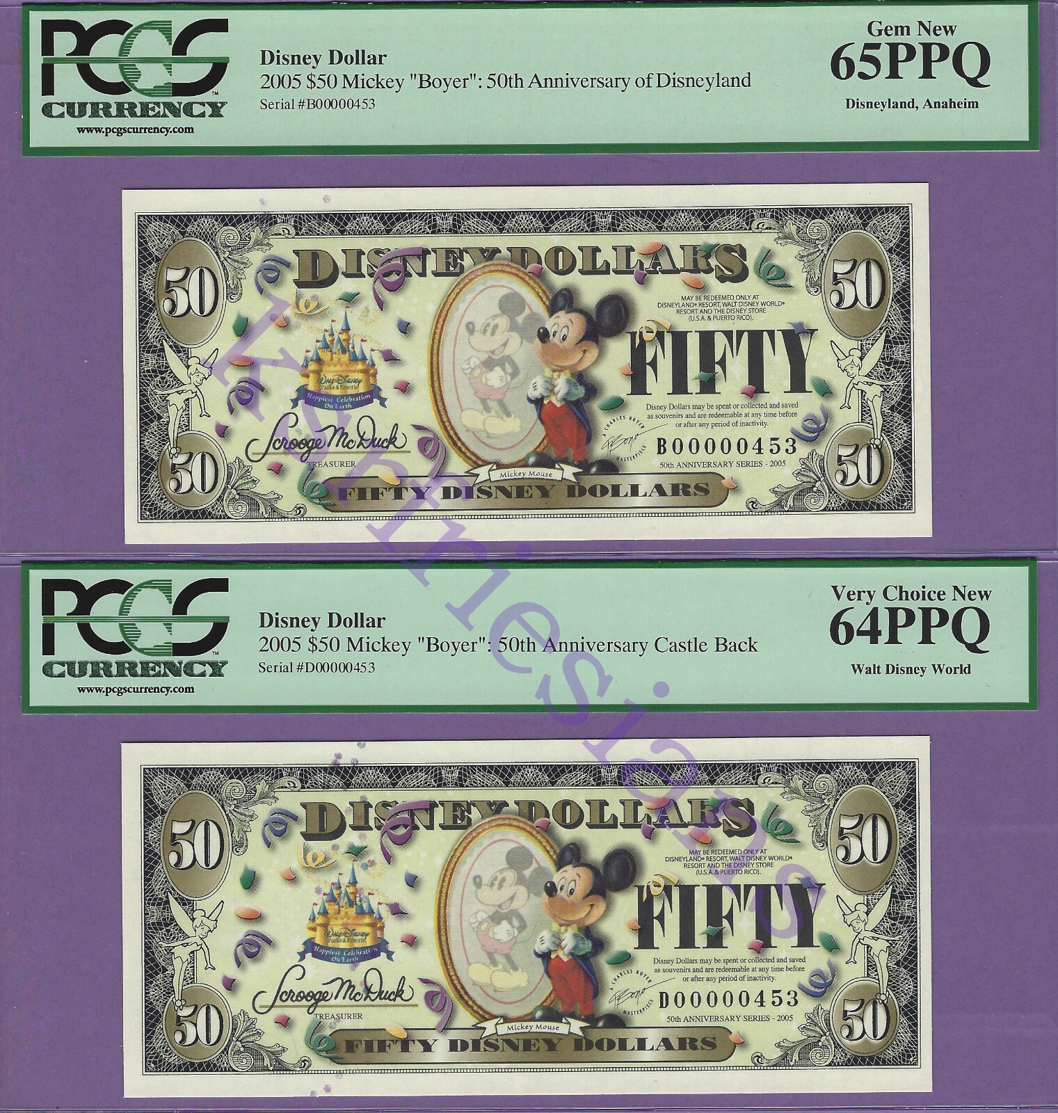 2005 B & D $50 MICKEY BOYER DISNEY DOLLARS 00000453 RARE 2WAY ULTIMATE BOYER SET