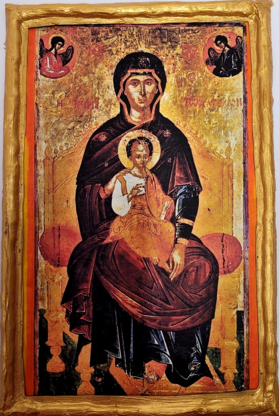 Madonna Jesus Virgin Mary Panagia Enthroned Greek Eastern Orthodox Icon Madonna Jesus Virgin Mary Panagia Enthroned Greek Eastern Orthodox Icon