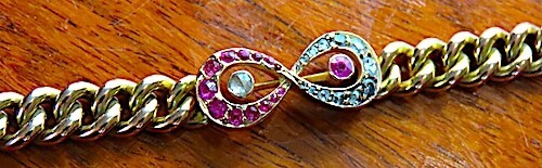 THE HOUSE OF KOCH ? ANTIQUE ART NOUVEAU RUBIES DIAMONDS,BRACELET,INFINITY,28.2gr