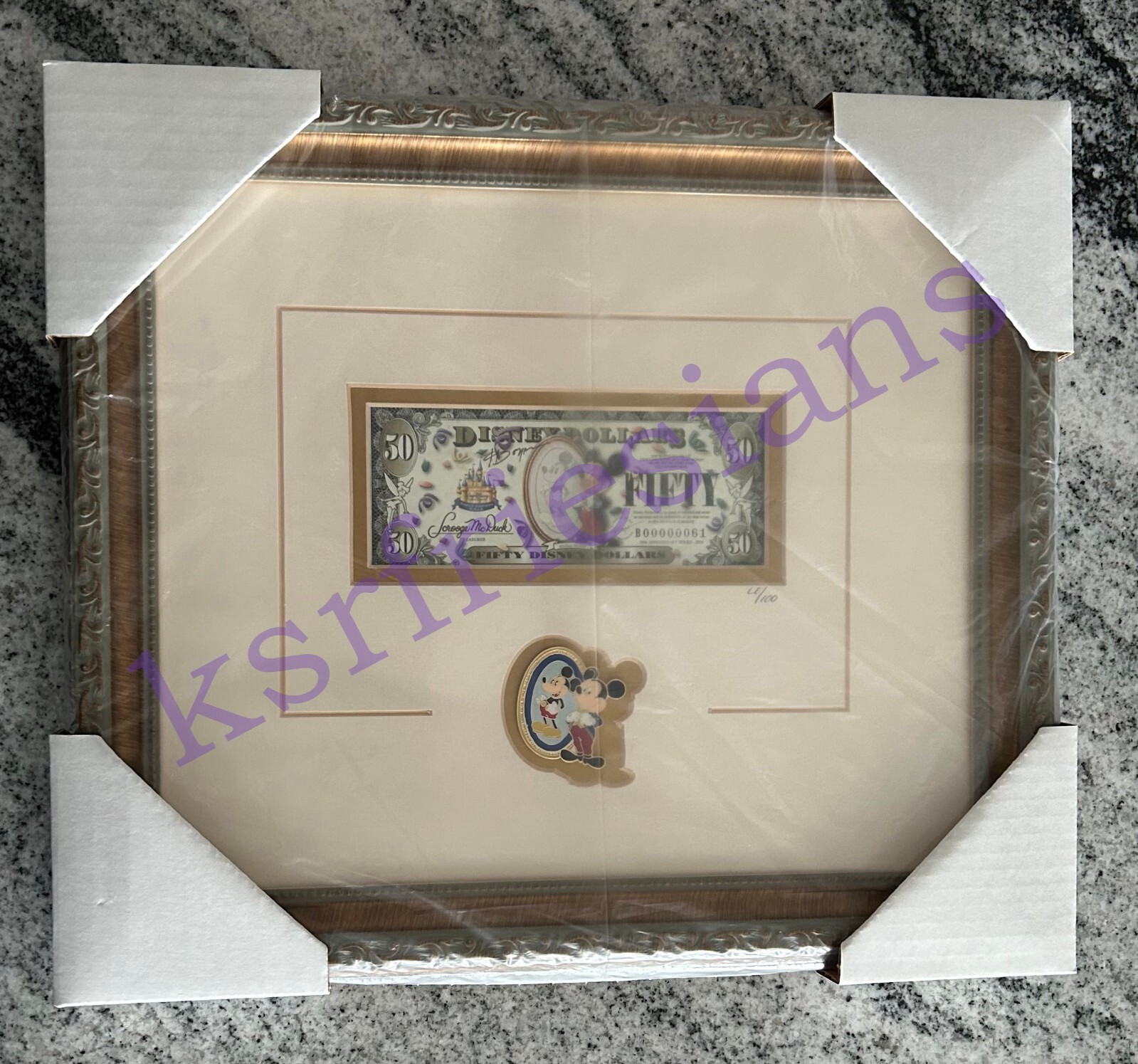 2005 $50 DISNEY DOLLAR & PIN FRAMED AUTOGRAPHED B00000061 SIGNED BOYER LE 100 2005 $50 DISNEY DOLLAR & PIN FRAMED AUTOGRAPHED B00000061 SIGNED BOYER LE 100