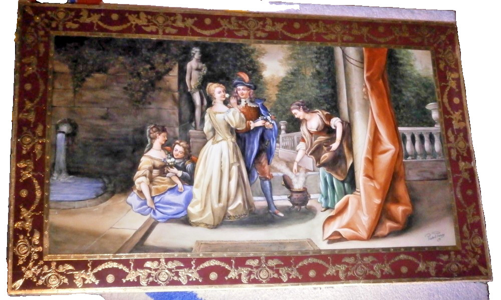 Huge Antique 19thC Royal Vienna Design Scenic Plaque Scene Austrian Austria
