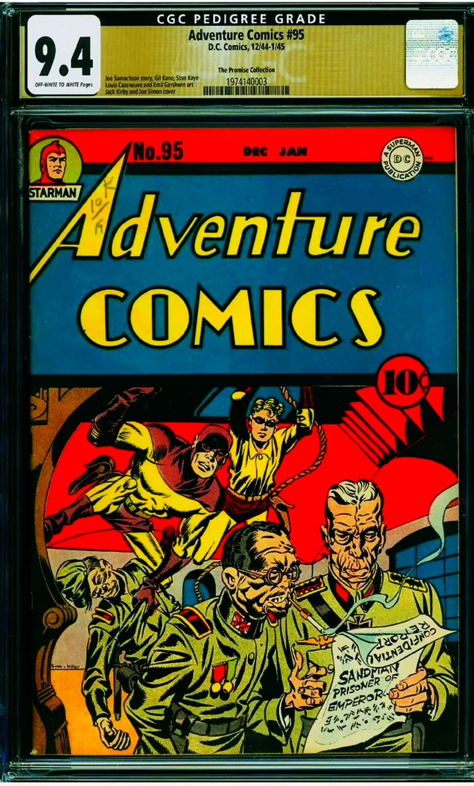 ⭐️Adventure Comics #95,1944 CGC 9.4 NM ⭐️Promise Pedigree👑Kirby TopTier Sandman
