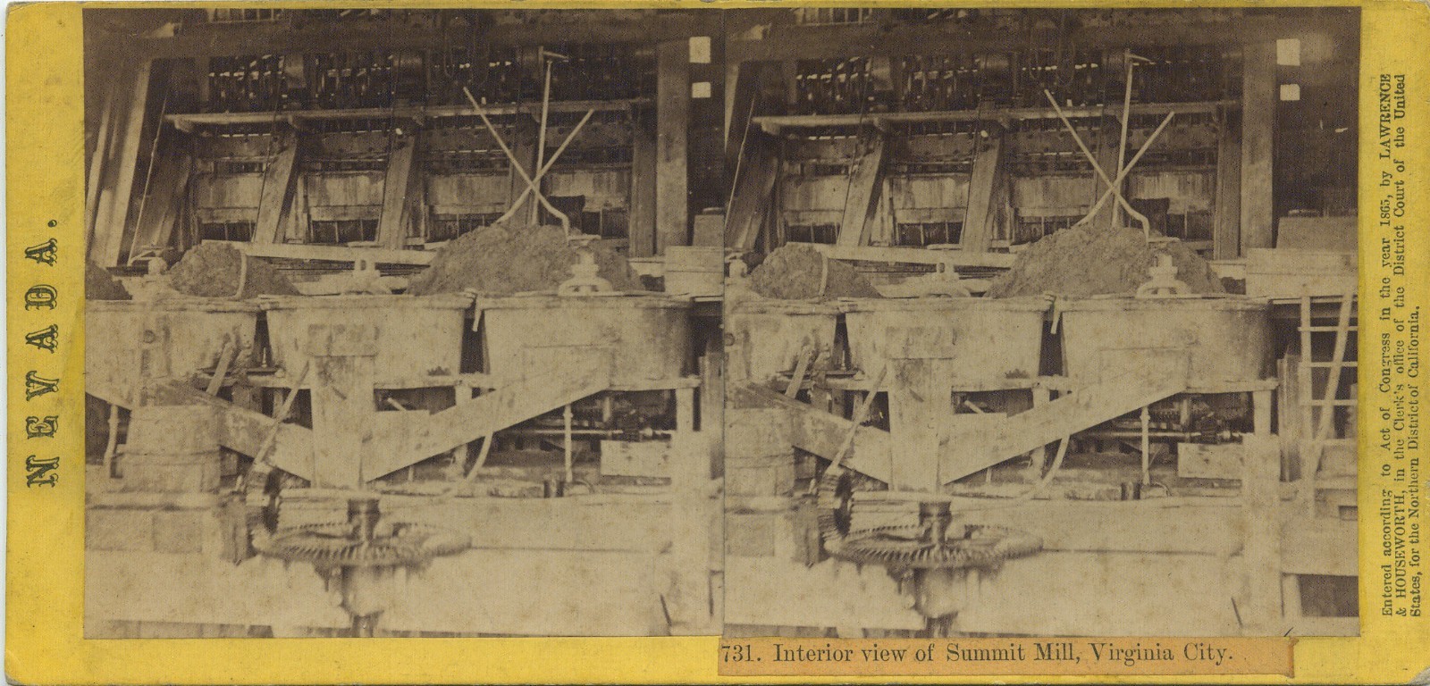 Lawrence & Houseworth # 731 (1860's) Summit Mill Interior, Virginia City, Nevada Lawrence & Houseworth # 731 (1860's) Summit Mill Interior, Virginia City, Nevada
