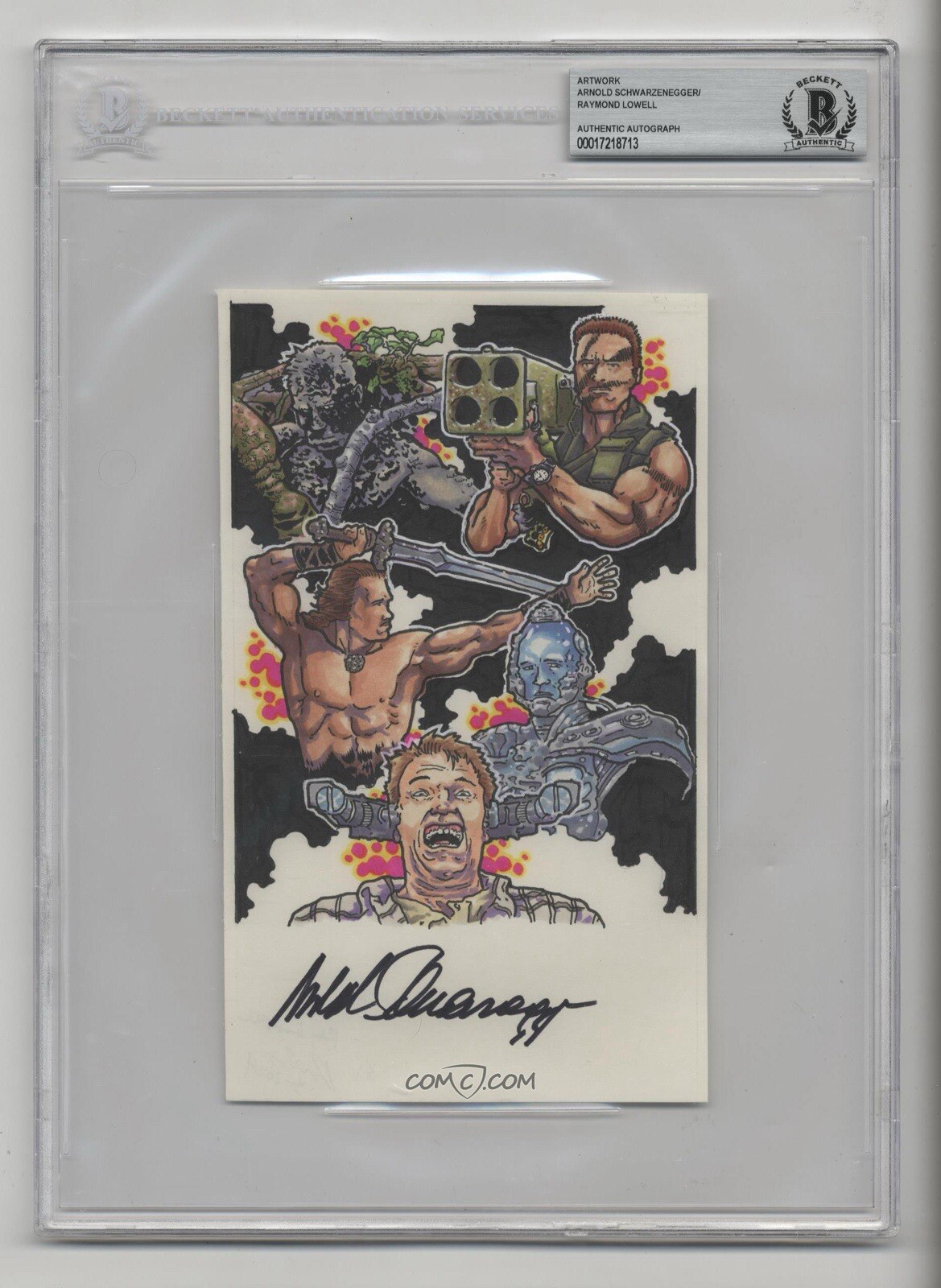 Arnold Schwarzenegger Conan Predator Original Art Sketch Card Signed 1/1 BAS Arnold Schwarzenegger Conan Predator Original Art Sketch Card Signed 1/1 BAS