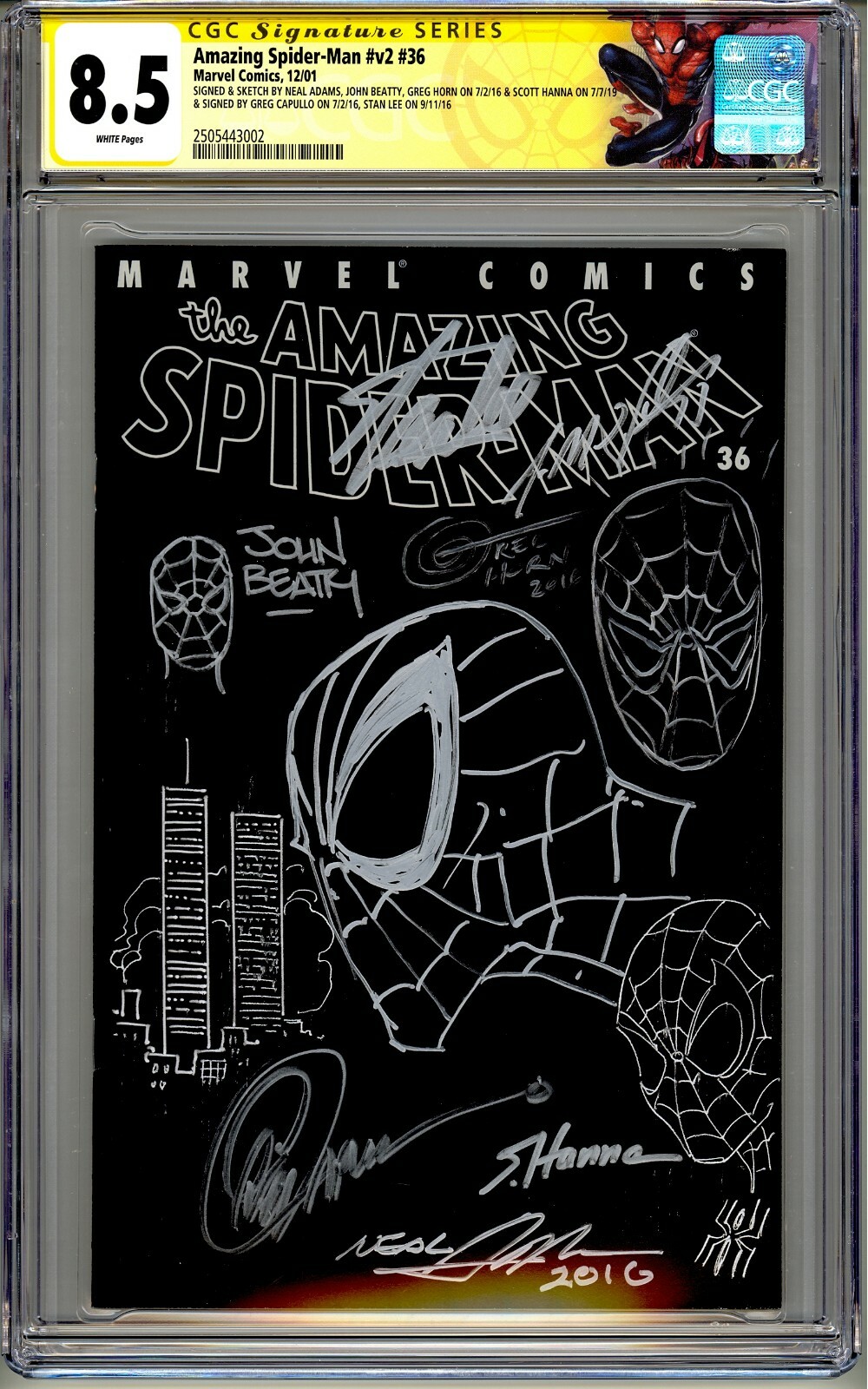 AMAZING SPIDER-MAN V2 #36 CGC SS 8.5 9/11 LEE HORN HANNA  ADAMS STRACZYNSKI & 2