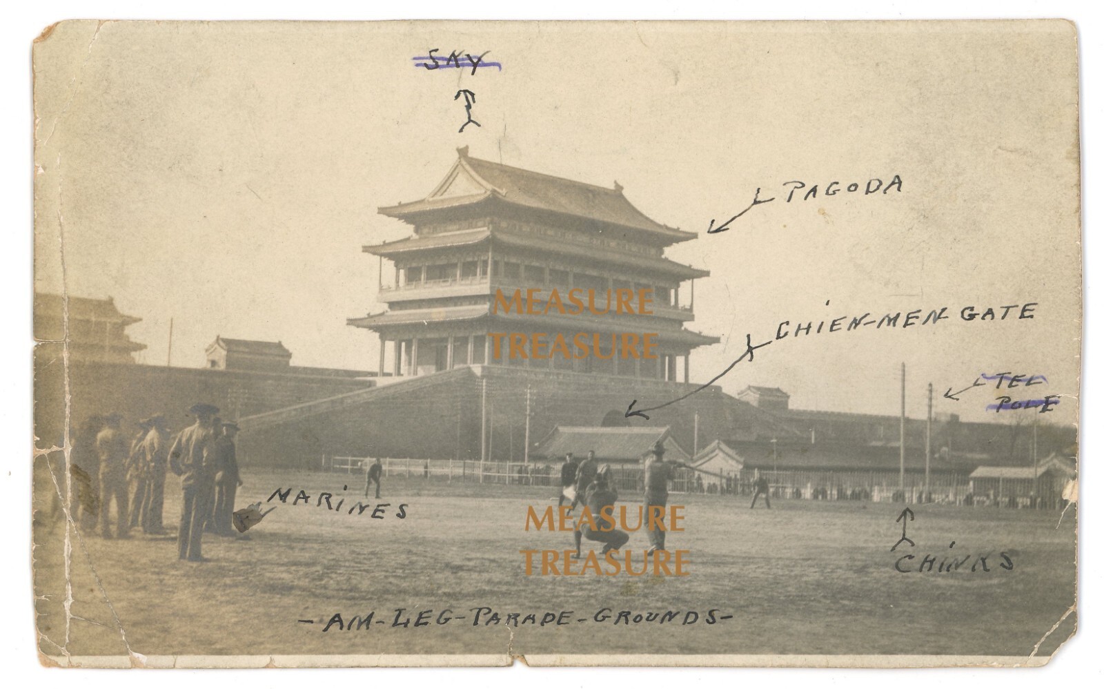 C.1912 WOW BASEBALL GAME BEIJING CHINA USMC MARINES AMERICAN LEGATION PHOTO F2