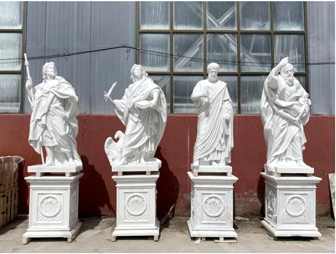 Set of 4 Nice Life Size Marble Statues of The Four Evangelists - TF2547 chalice Set of 4 Nice Life Size Marble Statues of The Four Evangelists - TF2547 chalice