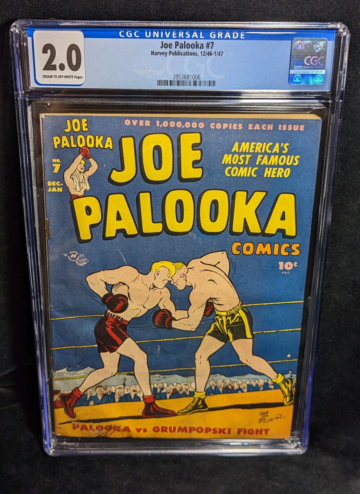 Joe Palooka # 7 (1946 / 1947) CGC 2.0 Harvey Golden Age 1st The Flyin' Fool Joe Palooka # 7 (1946 / 1947) CGC 2.0 Harvey Golden Age 1st The Flyin' Fool