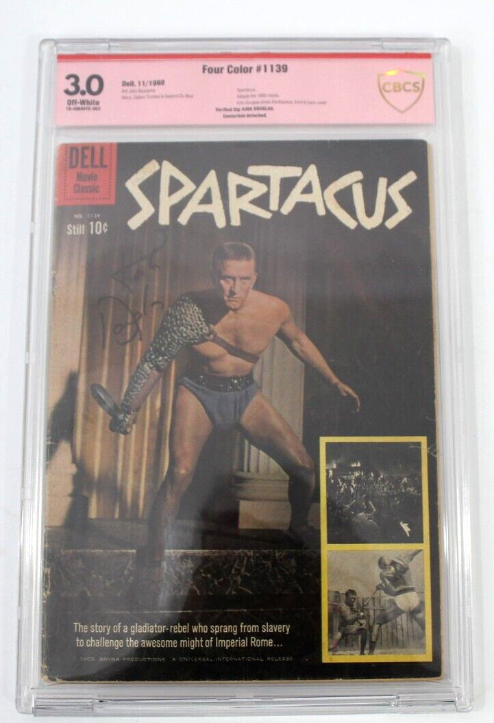 RARE CBCS 3.0 GD / VG SPARTACUS FOUR COLOR #1139, 1960,  SIGNED BY KIRK DOUGLAS
