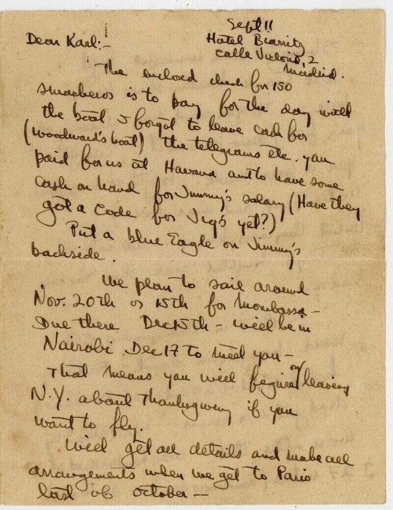 Ernest Hemingway Autograph Letter Signed (7 pages) September 11, 1933 (JSA LOA)