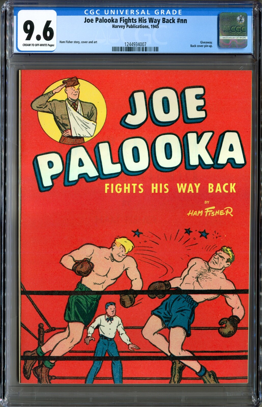 Joe Palooka Fights His Way Back (Harvey 1945) CGC 9.6 Boxing/Veterans Rare Joe Palooka Fights His Way Back (Harvey 1945) CGC 9.6 Boxing/Veterans Rare