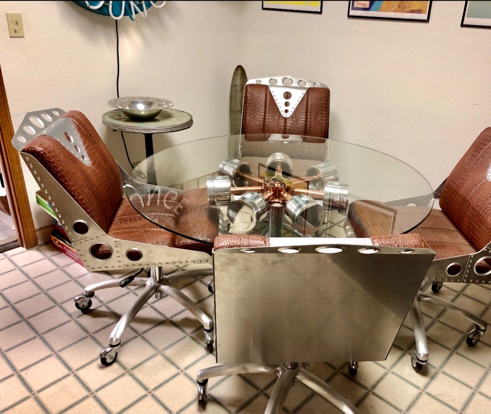 VINTAGE AVIATION AIRPLANE FURNITURE 5-PCS WW2 HIGH FLYING STYLE