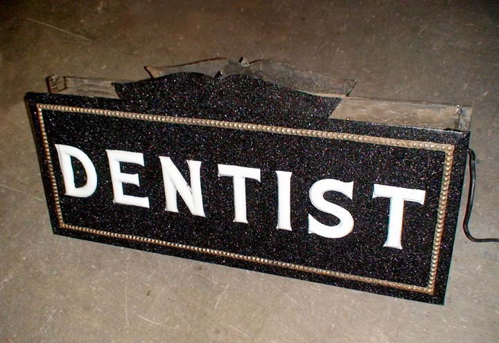 1920's Antique pre neon Dentist sign milk glass letters w/ porcelain bulb socket 1920's Antique pre neon Dentist sign milk glass letters w/ porcelain bulb socket