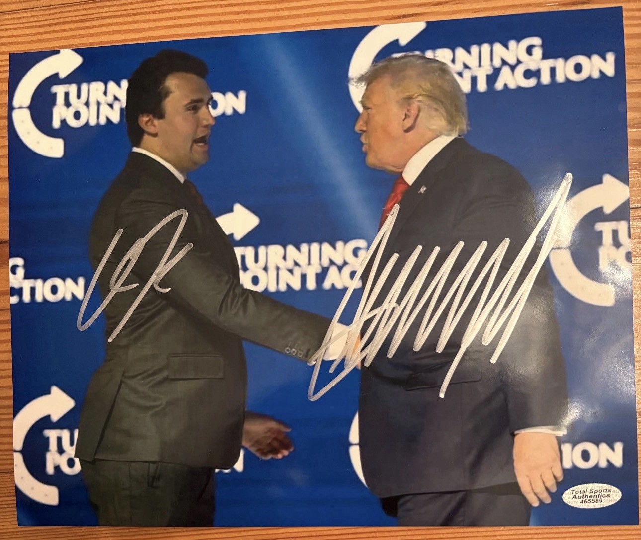 Donald Trump and Charlie Kirk Autographed 8x10 Photo-COA