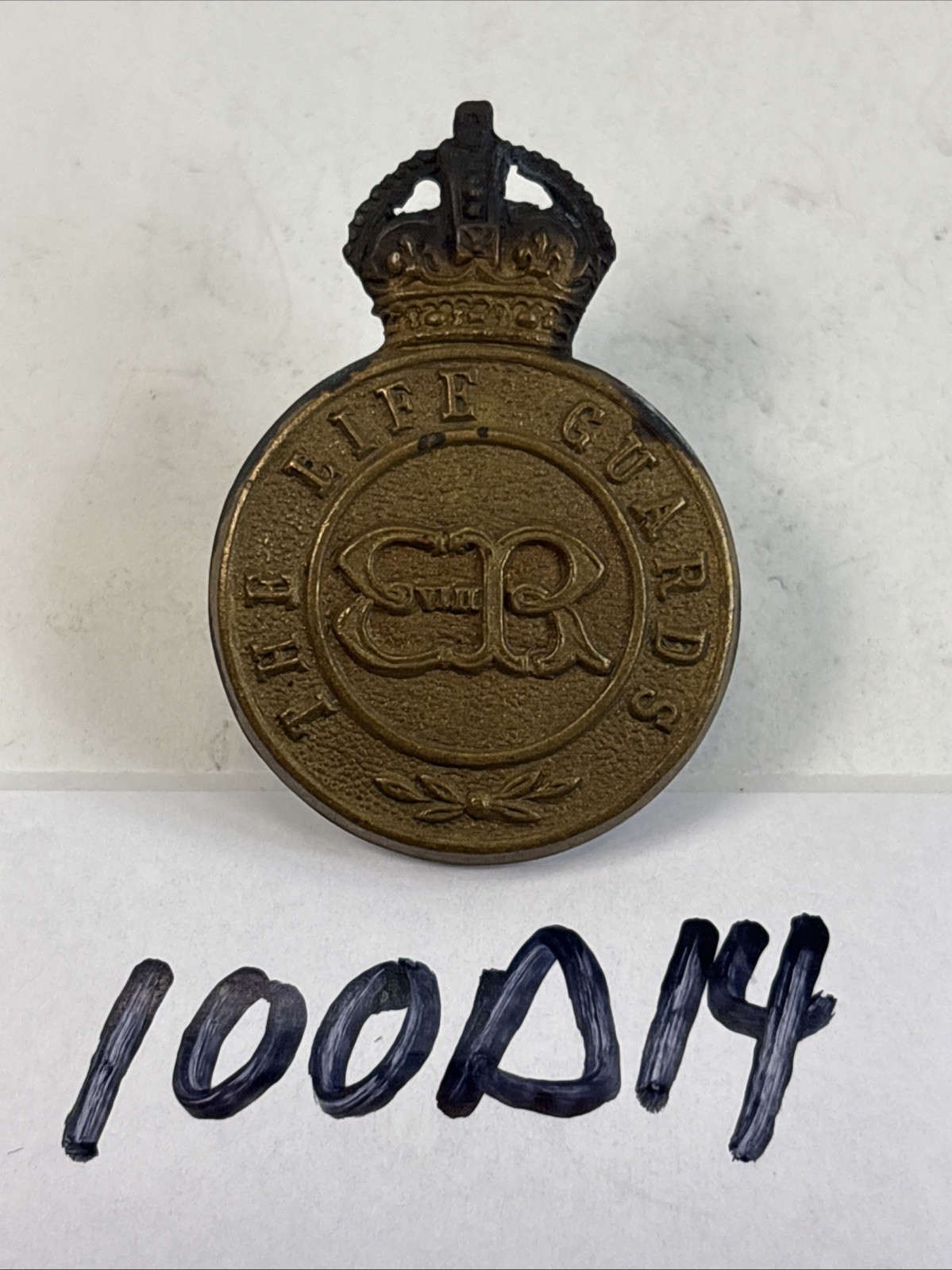 British Life Guards Cap Badge ER Insignia Edward VIII Split Pin-Back 100D14