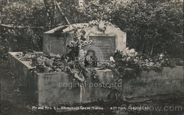 R. J. T. Photo Vailima, Samoa Mr. Mrs. Robert Lewis Stevenson\'s Grave RPPC R. J. T. Photo Vailima, Samoa Mr. Mrs. Robert Lewis Stevenson\'s Grave RPPC