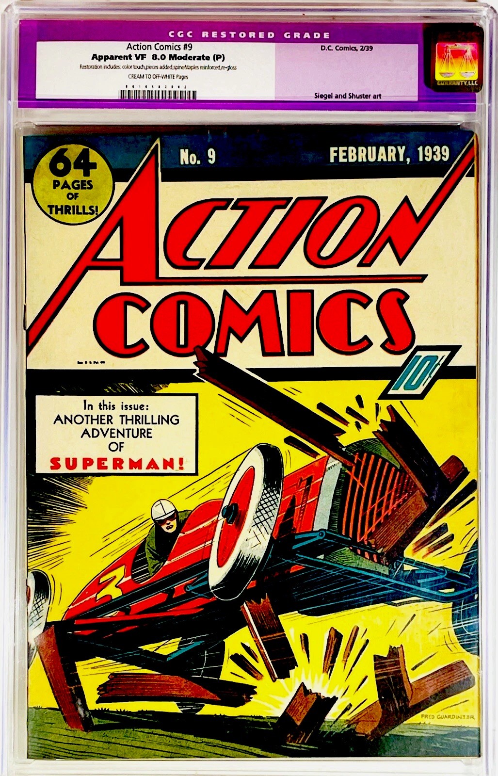 ⭐️ Action Comics #9, 1939 CGC 8.0 TopTier🙌2nd Highest Grade Rare Historical