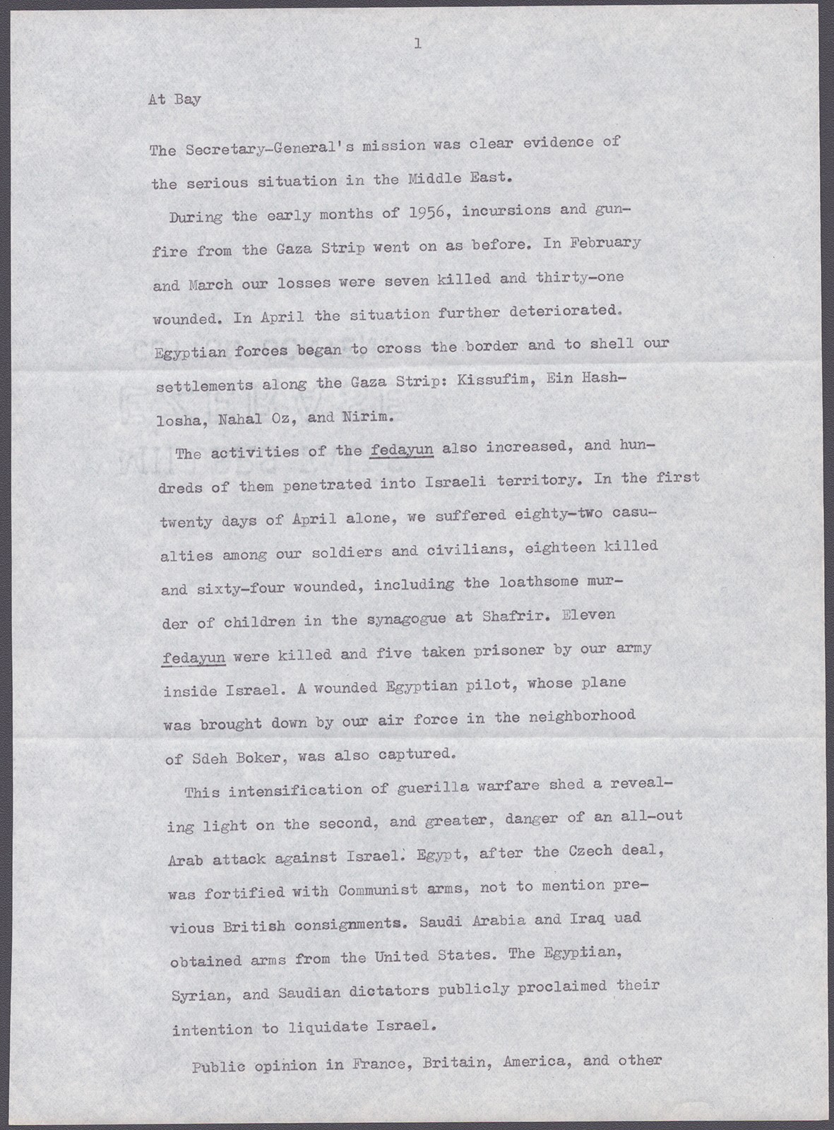 DAVID BEN-GURION (ISRAEL) - TYPESCRIPT SIGNED
