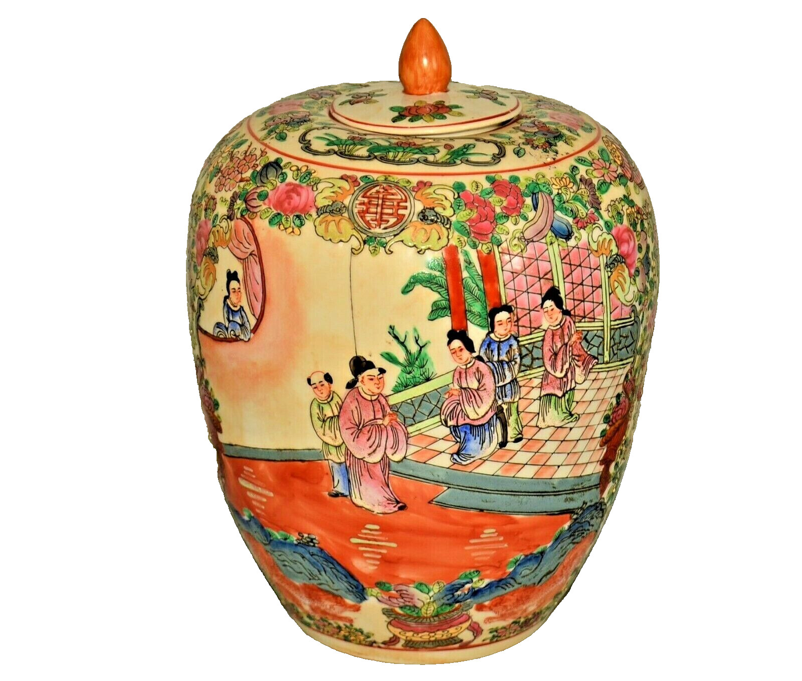 Antique Original Vintage Chinese Imperial Famille Rose Porcelain Vase Ginger Jar Antique Original Vintage Chinese Imperial Famille Rose Porcelain Vase Ginger Jar