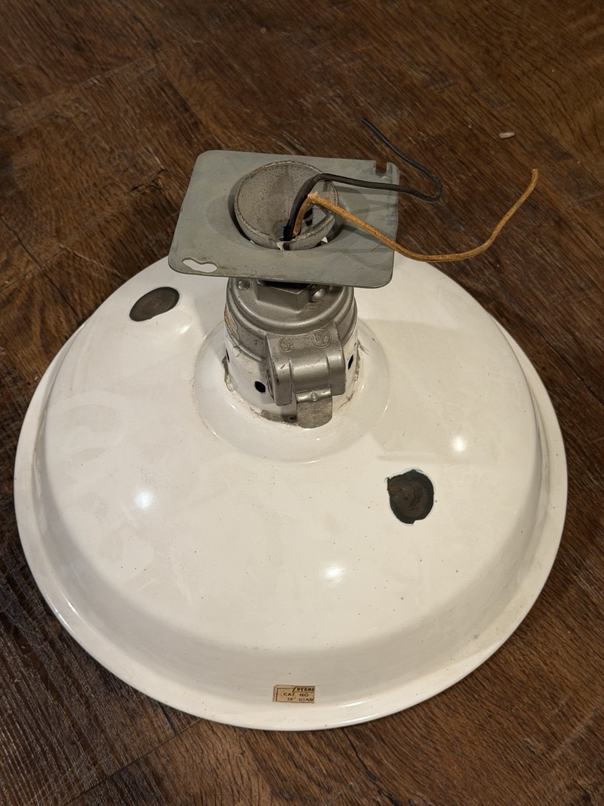 Vintage Steber Union Made Factory Industrial White Porcellian Light USA