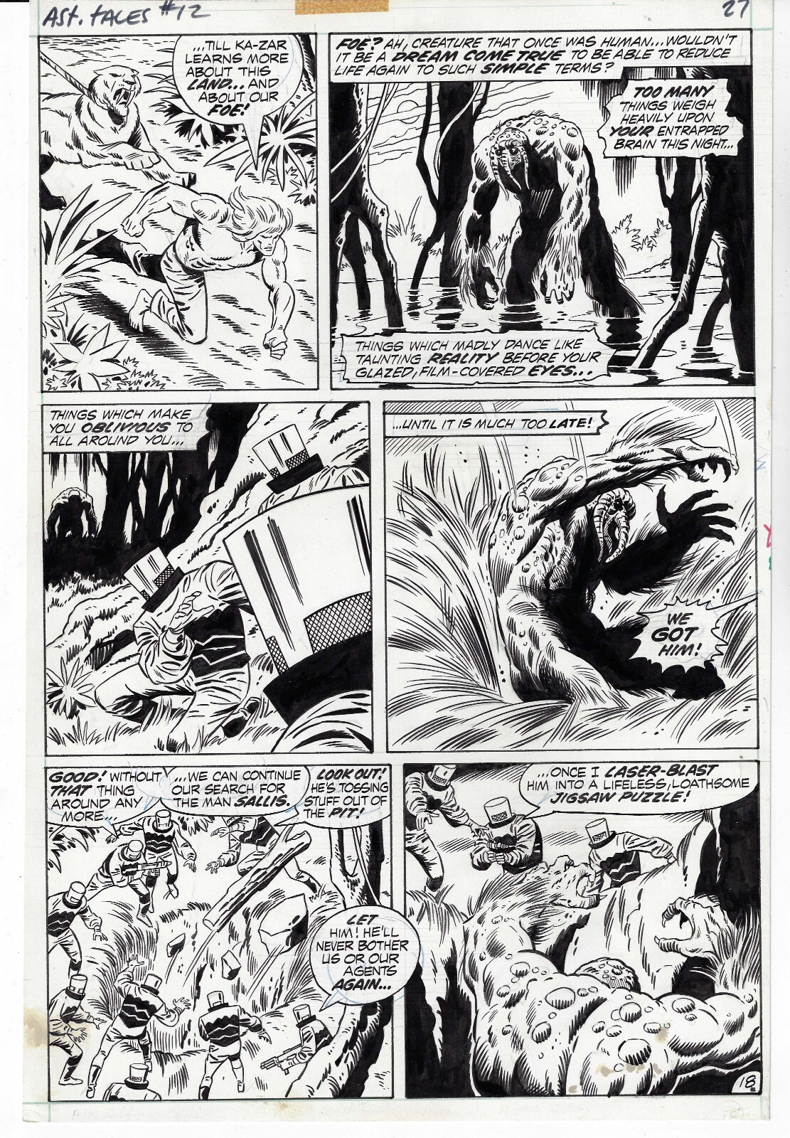 ASTONISHING TALES # 12 PAGE 18 MARVEL JOHN BUSCEMA SECOND MAN-THING 1972 ASTONISHING TALES # 12 PAGE 18 MARVEL JOHN BUSCEMA SECOND MAN-THING 1972