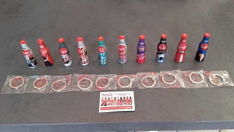 COLLECTOR MINI KEYCHAIN BOTTLES COCA COLA COKE THE 100 YEARS