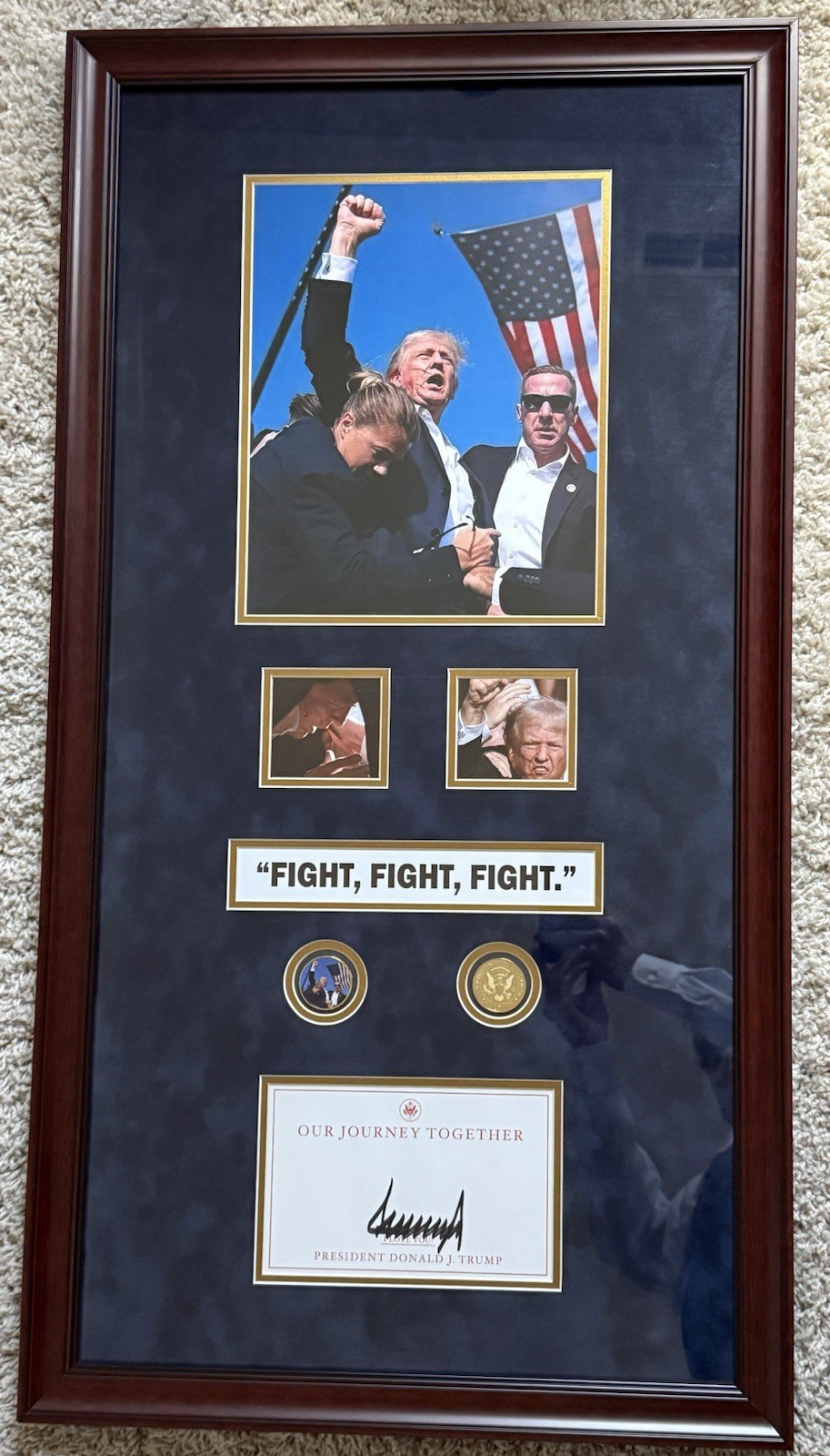 Custom Framed, #1 Of 54 Signed Donald Trump “Fight, Fight, Fight.” Memorabilia 