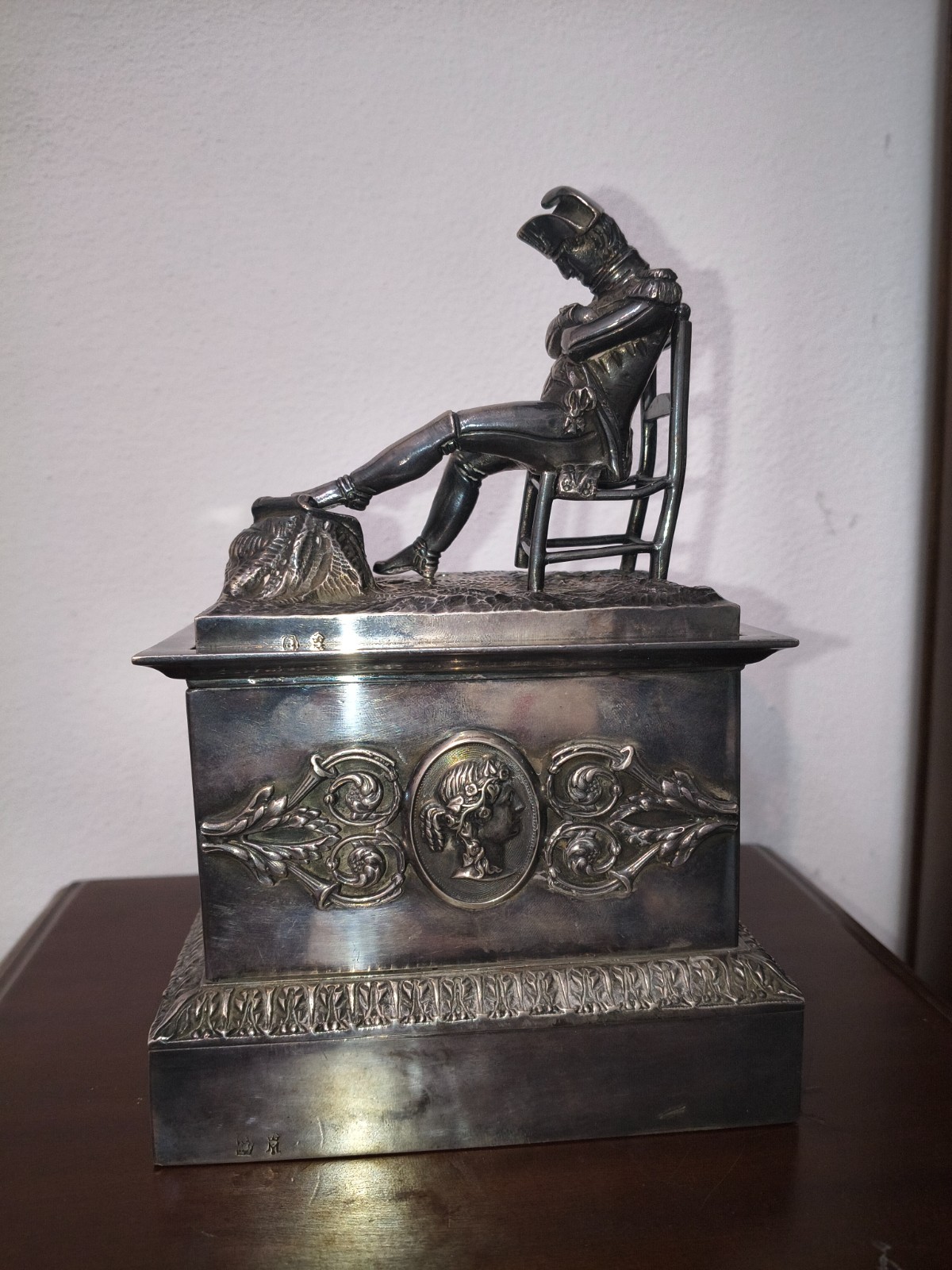 Antique monumental inkwell Napoleon Bonaparte Sterling silver to Andre' Massena Antique monumental inkwell Napoleon Bonaparte Sterling silver to Andre' Massena