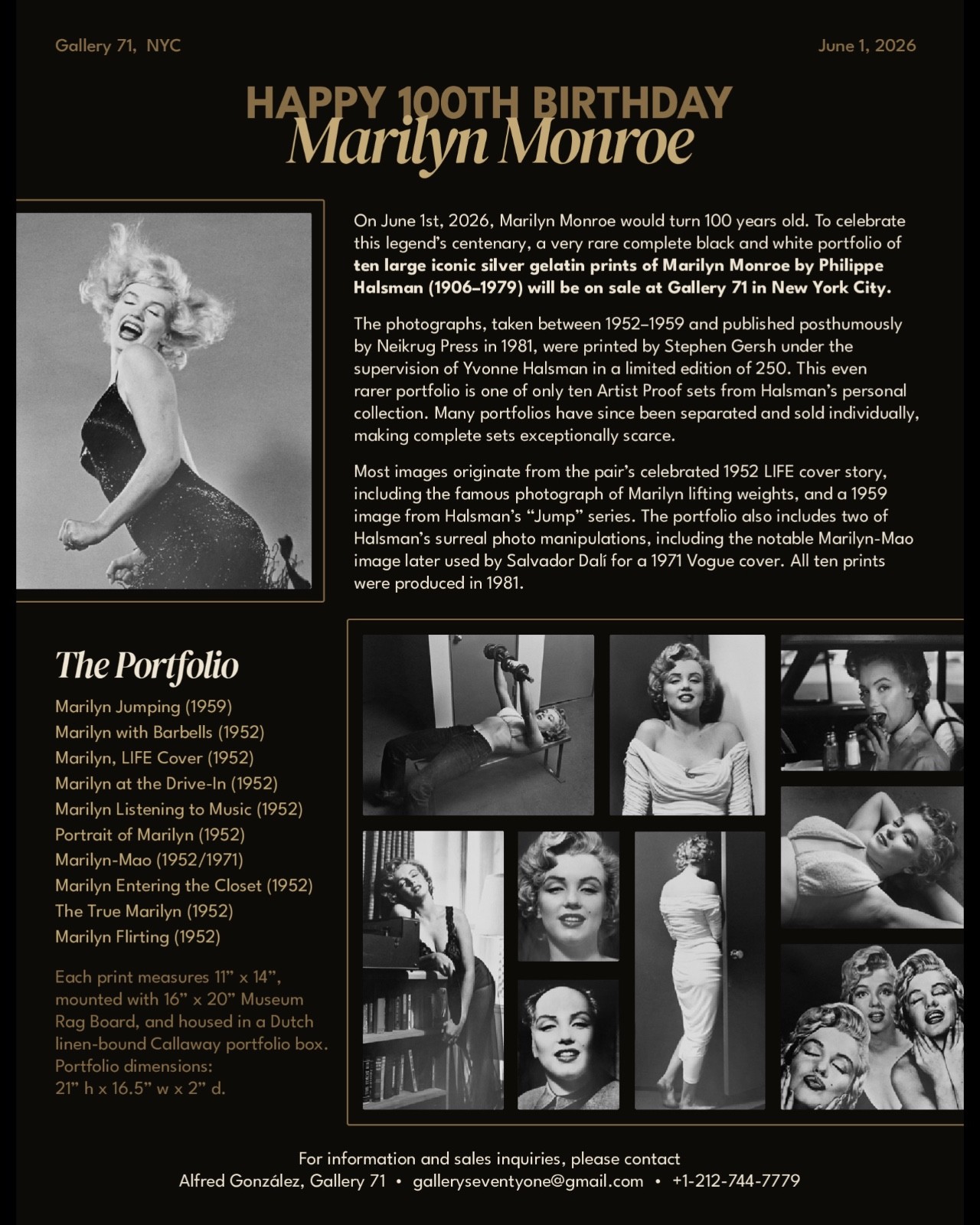 A Rare & Complete Marilyn Monroe Portfolio of Ten Photographs Philippe Halsman A Rare & Complete Marilyn Monroe Portfolio of Ten Photographs Philippe Halsman