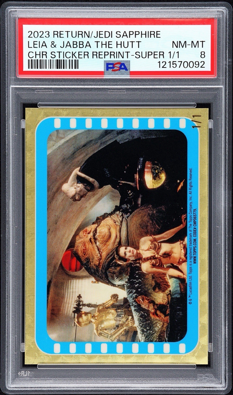 ⭐️PRODUCT HIT 2023 Topps Chrome Sapphire 1/1 LEIA & JABBA STICKER SUPERFRACTOR⭐️
