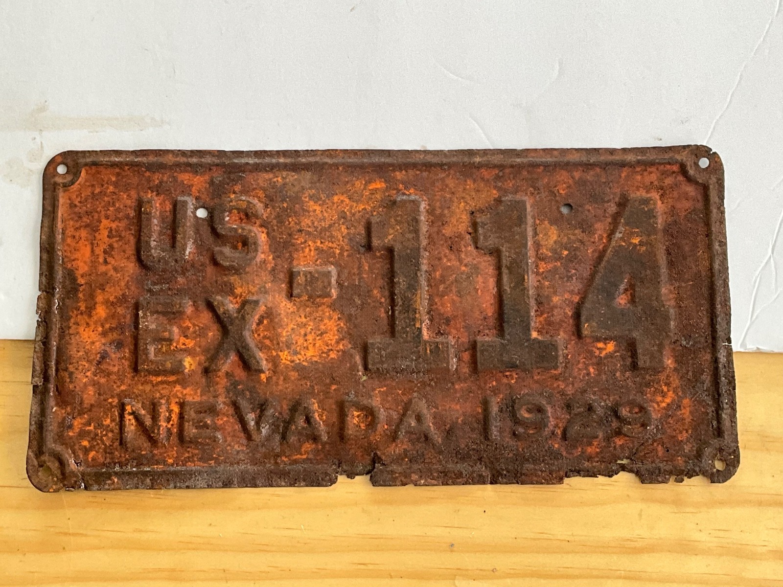 1929 Nevada US Exempt License Plate National Park Service? US EX 114 repaint?
