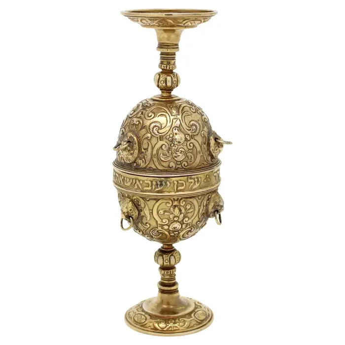 A Pair of German Parcel-Gilt Silver Wedding Goblets, Late 19th Century