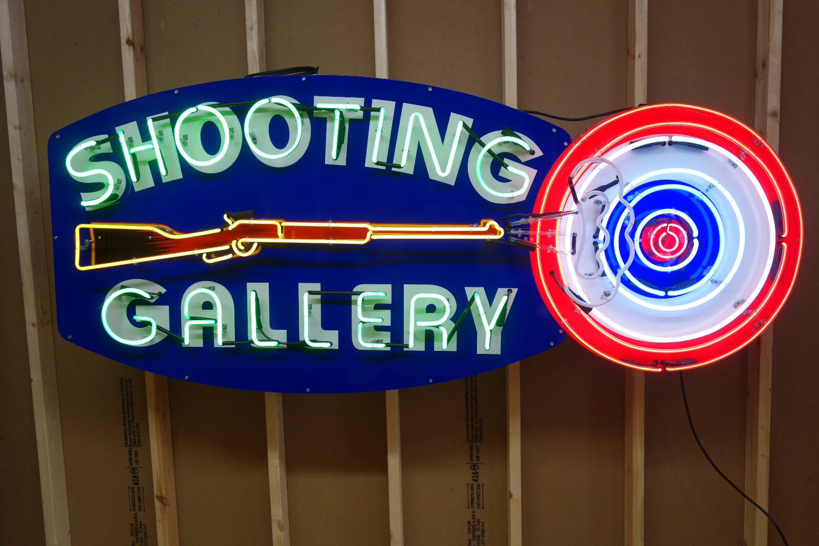NEON Shooting Gallery LARGE Die Cut STEEL NEON SHOOTING GALLERY Sign (REAL NEON)