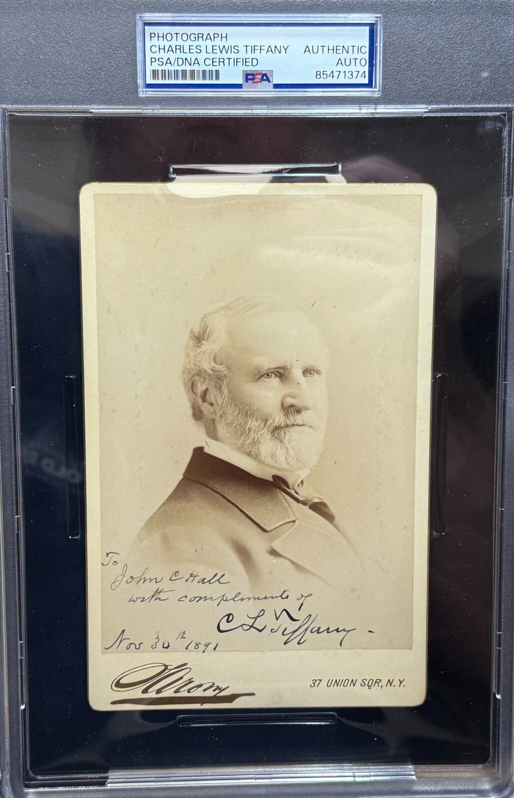 CHARLES LEWIS TIFFANY PHOTOGRAPH AUTHENTIC AUTOGRAPH PSA/DNA CERTIFIED