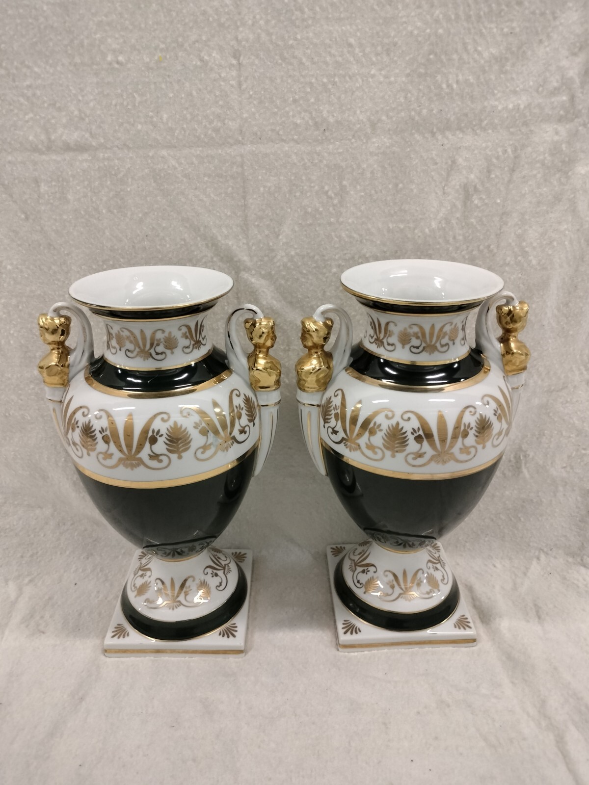 An Elegant Pair Of French Empire Style Forest - Green And Parcel - Gilt Pyriform