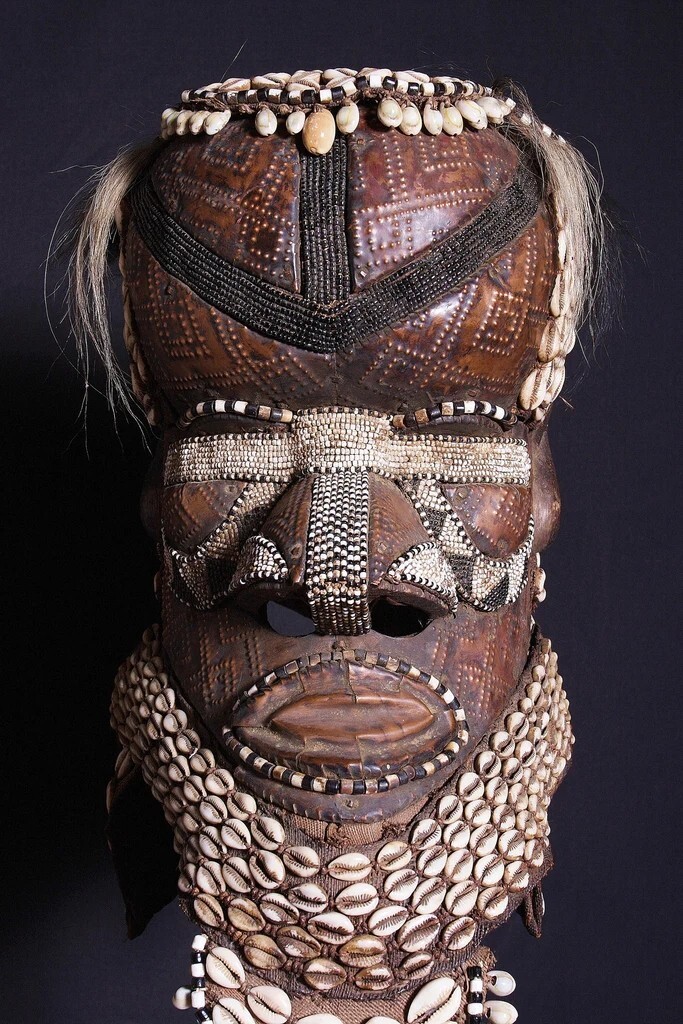 Kuba Mask Mboma Bwoom Royal Ceremonial Helmet Mask Copper Congo DRC  VTG 32