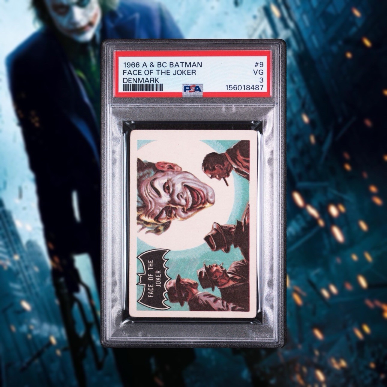 1966 A & BC BATMAN (BLACK BAT ON FRONT) THE JOKER #9 ROOKIE DENMARK PSA 3 RARE