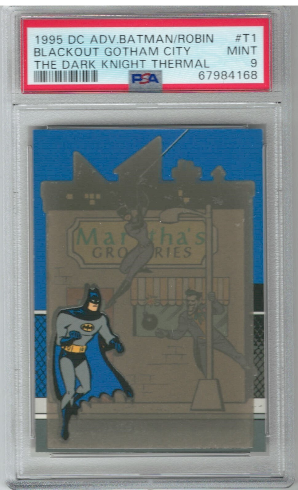 PSA Mint 9 1995 SkyBox The Adv of Batman Blackout Gotham City Thermal Card POP 2 PSA Mint 9 1995 SkyBox The Adv of Batman Blackout Gotham City Thermal Card POP 2