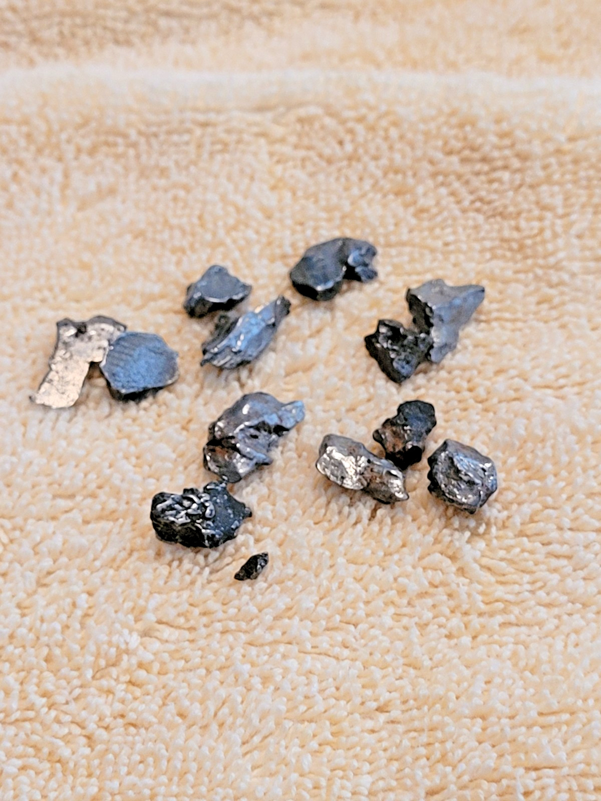6 Grams Meteorite Iron/Nickle Fragments, Picture is of 12 Grams TWO ORDERS 6 Grams Meteorite Iron/Nickle Fragments, Picture is of 12 Grams TWO ORDERS