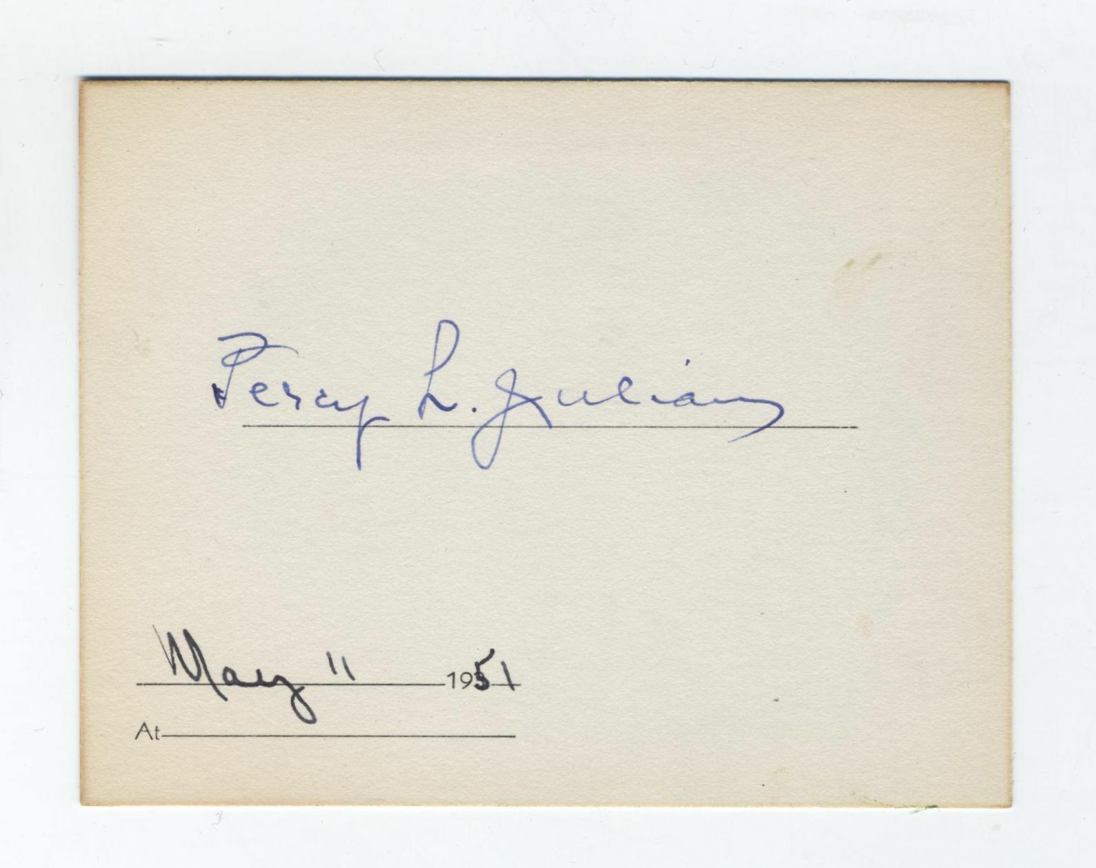 ORIGINAL AFRICAN AMERICAN CHEMIST PERCY LAVON JULIAN VERY RARE SIGNATURE ORIGINAL AFRICAN AMERICAN CHEMIST PERCY LAVON JULIAN VERY RARE SIGNATURE